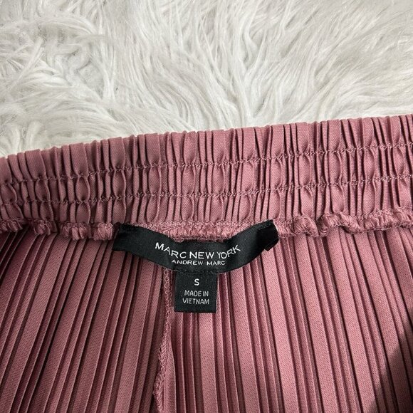 Marc New York Rose Pink Ribbed Accordion Pleated Pants Wide Leg Pull On Size S - Picture 8 of 10